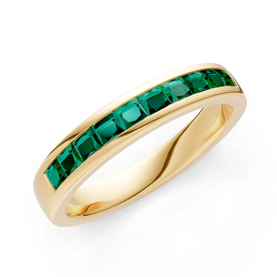 Princess Cut Minimalist Channel Set Half Eternity Band