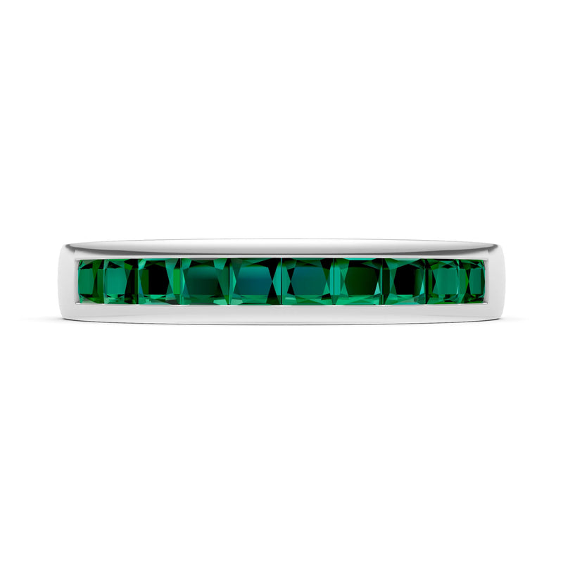 Princess Cut Minimalist Channel Set Half Eternity Band
