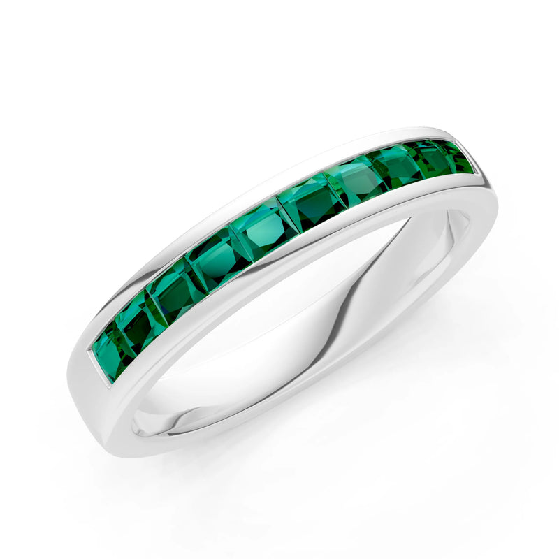 Princess Cut Minimalist Channel Set Half Eternity Band