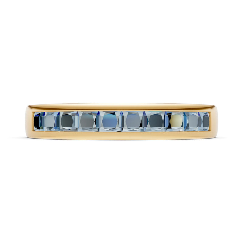 Princess Cut Minimalist Channel Set Half Eternity Band