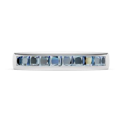 Princess Cut Minimalist Channel Set Half Eternity Band