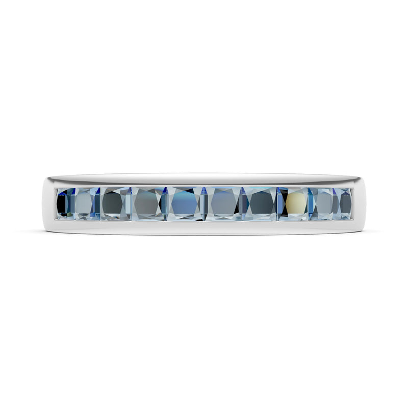 Princess Cut Minimalist Channel Set Half Eternity Band