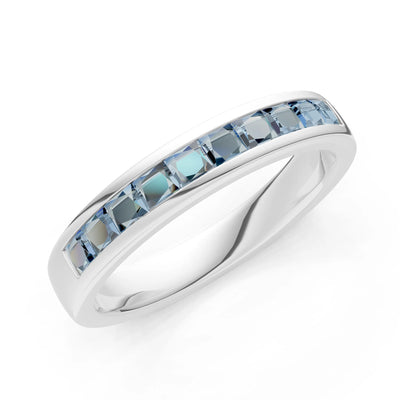 Princess Cut Minimalist Channel Set Half Eternity Band