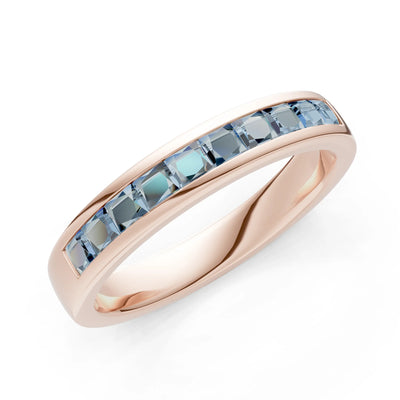 Princess Cut Minimalist Channel Set Half Eternity Band