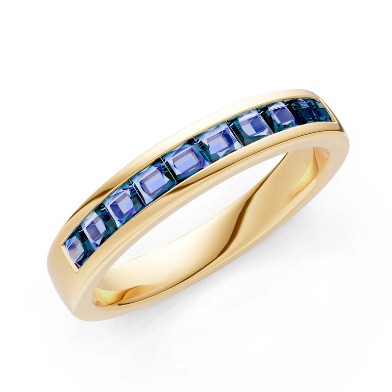 Princess Cut Minimalist Channel Set Half Eternity Band