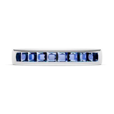 Princess Cut Minimalist Channel Set Half Eternity Band
