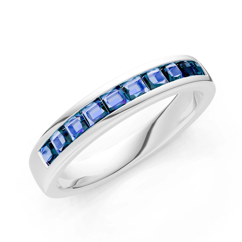 Princess Cut Minimalist Channel Set Half Eternity Band