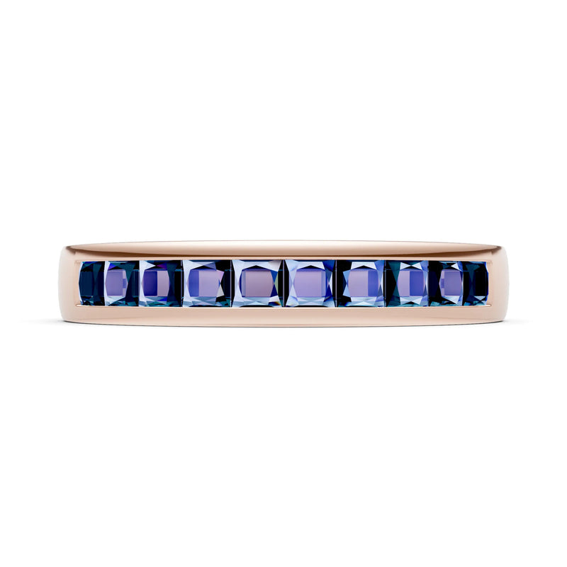 Princess Cut Minimalist Channel Set Half Eternity Band