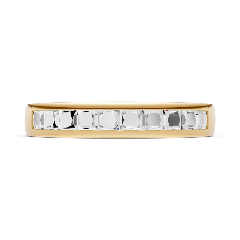 Princess Cut Minimalist Channel Set Half Eternity Band