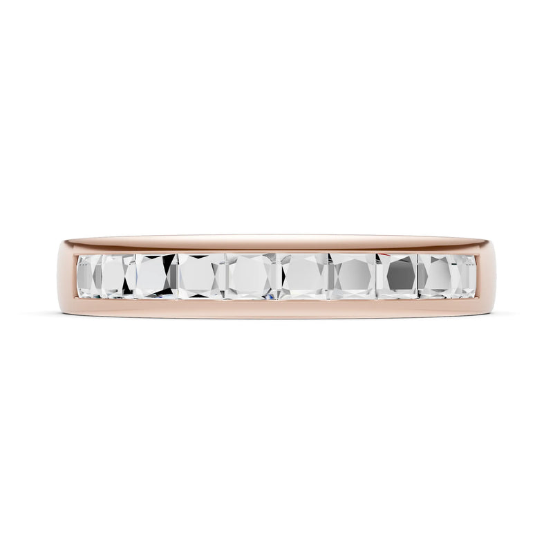 Princess Cut Minimalist Channel Set Half Eternity Band