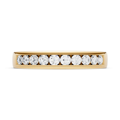 Round Cut Gemstone Minimalist Channel Set Half Eternity