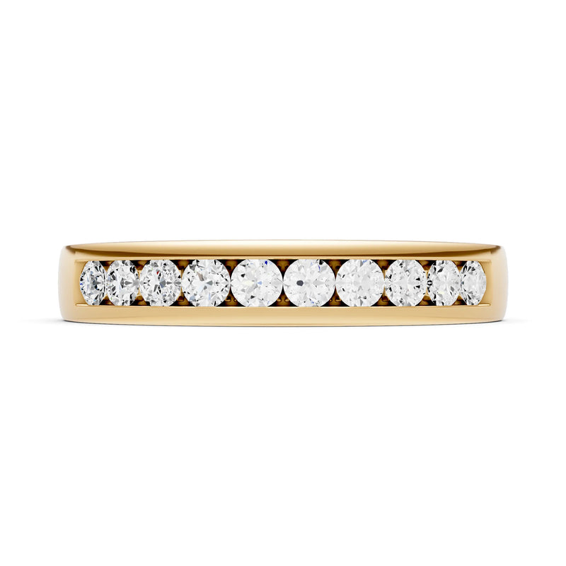 Round Cut Gemstone Minimalist Channel Set Half Eternity