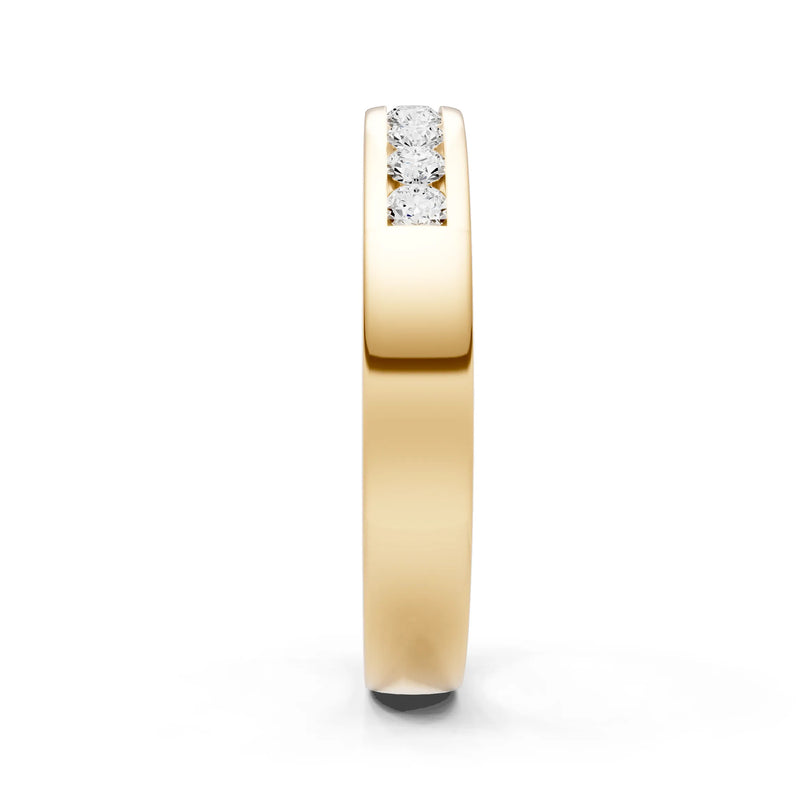 Round Cut Gemstone Minimalist Channel Set Half Eternity