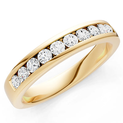 Round Cut Gemstone Minimalist Channel Set Half Eternity