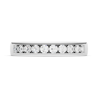 Round Cut Gemstone Minimalist Channel Set Half Eternity
