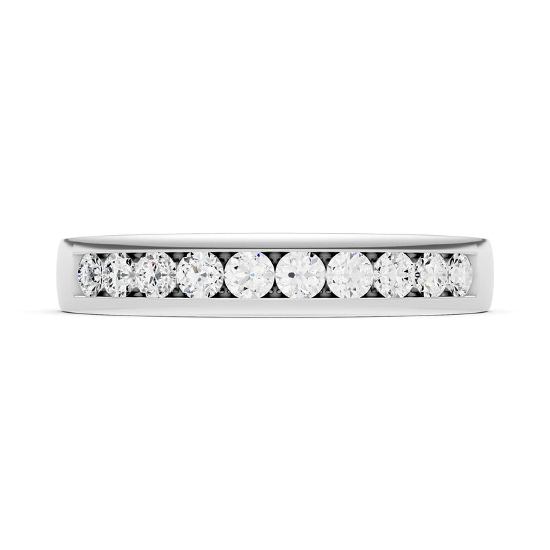 Round Cut Gemstone Minimalist Channel Set Half Eternity