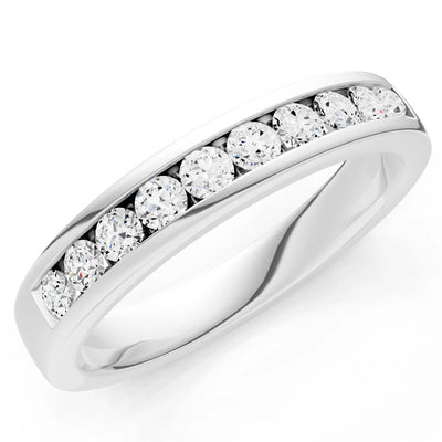 Round Cut Gemstone Minimalist Channel Set Half Eternity