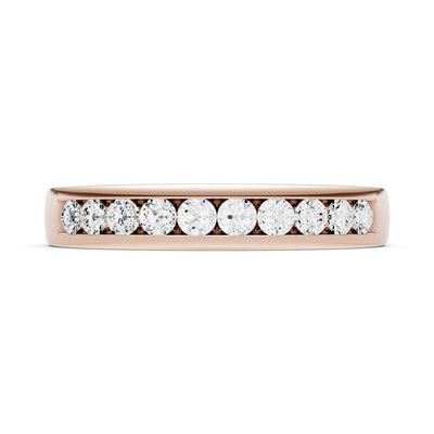 Round Cut Gemstone Minimalist Channel Set Half Eternity
