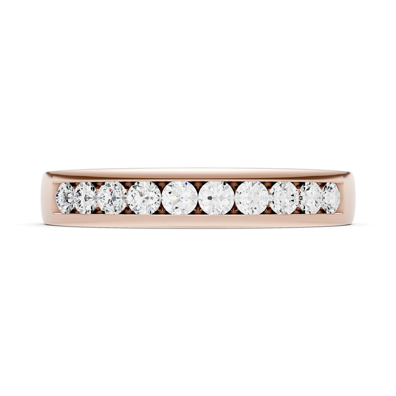 Round Cut Gemstone Minimalist Channel Set Half Eternity