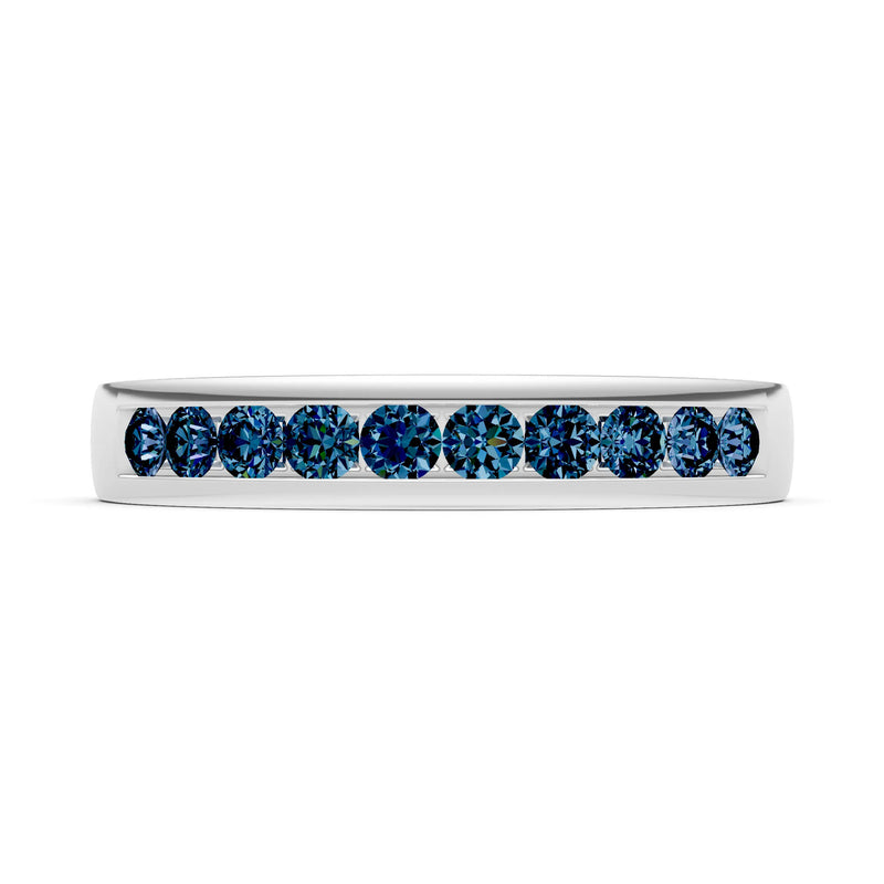 Round Cut Gemstone Minimalist Channel Set Half Eternity