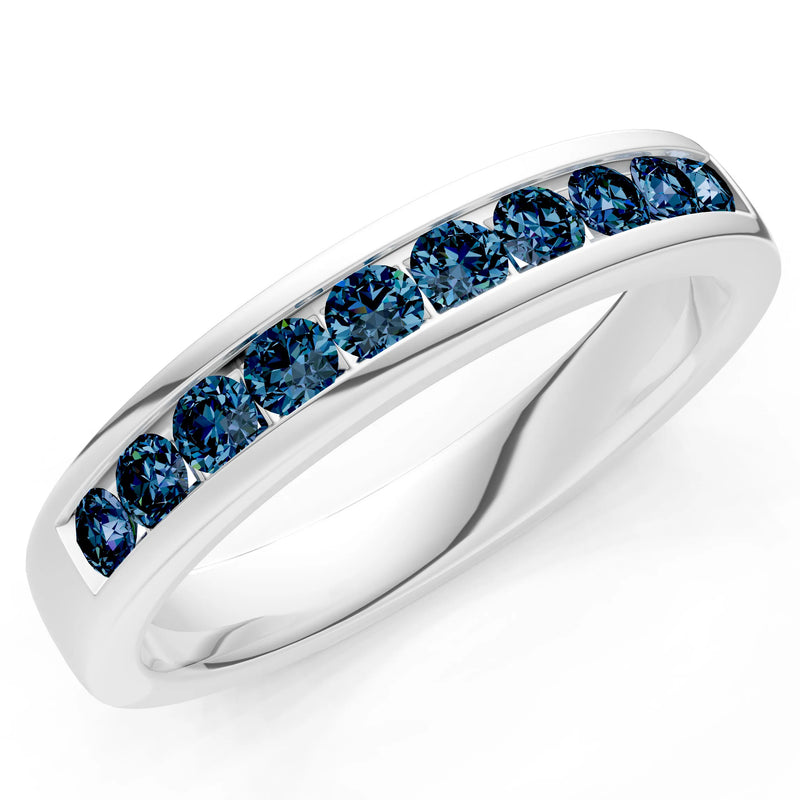 Round Cut Gemstone Minimalist Channel Set Half Eternity