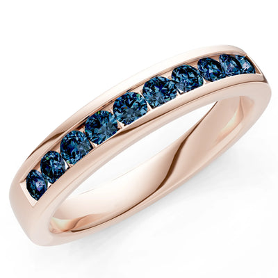 Round Cut Gemstone Minimalist Channel Set Half Eternity