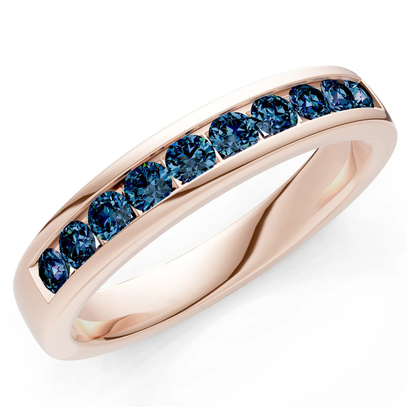 Round Cut Gemstone Minimalist Channel Set Half Eternity