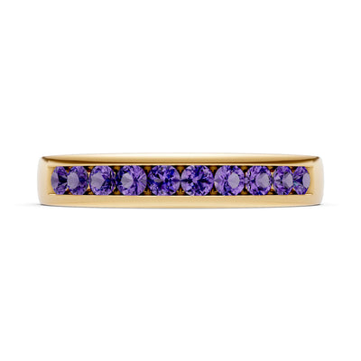 Amethyst Minimalist Channel Set Round Cut Half Eternity