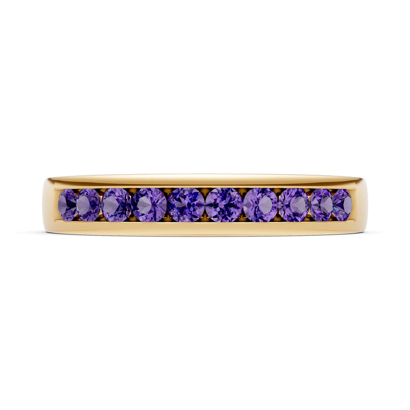 Amethyst Minimalist Channel Set Round Cut Half Eternity