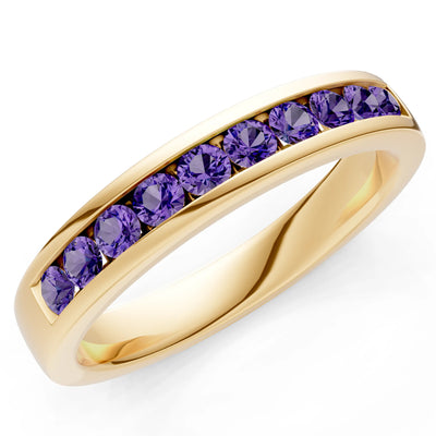 Round Cut Gemstone Minimalist Channel Set Half Eternity