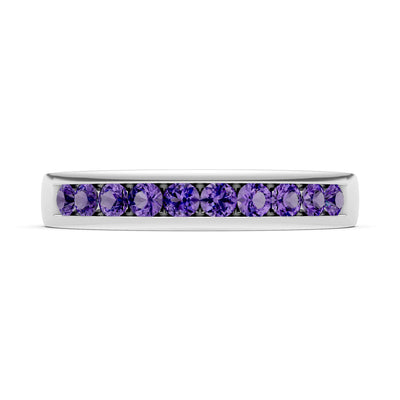 Amethyst Minimalist Channel Set Round Cut Half Eternity