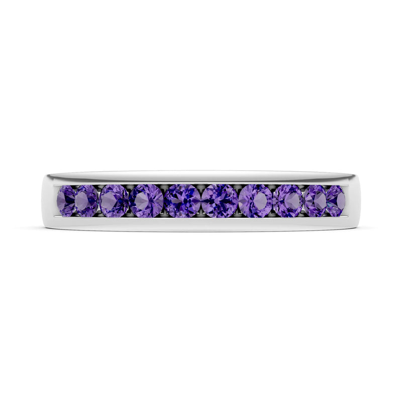 Amethyst Minimalist Channel Set Round Cut Half Eternity