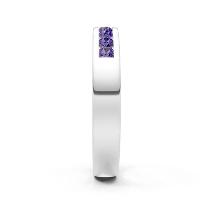 Amethyst Minimalist Channel Set Round Cut Half Eternity