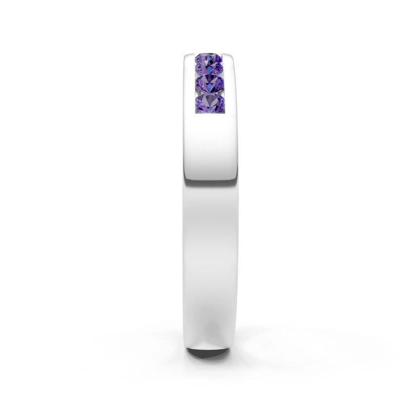 Amethyst Minimalist Channel Set Round Cut Half Eternity
