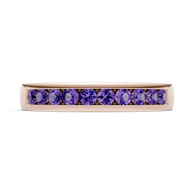 Amethyst Minimalist Channel Set Round Cut Half Eternity
