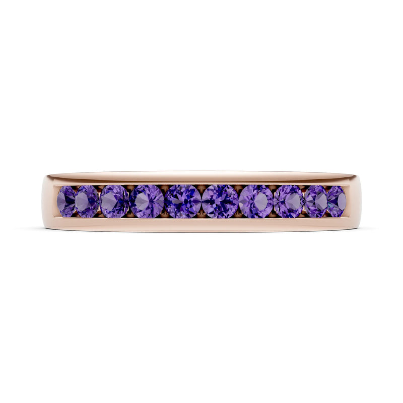 Amethyst Minimalist Channel Set Round Cut Half Eternity