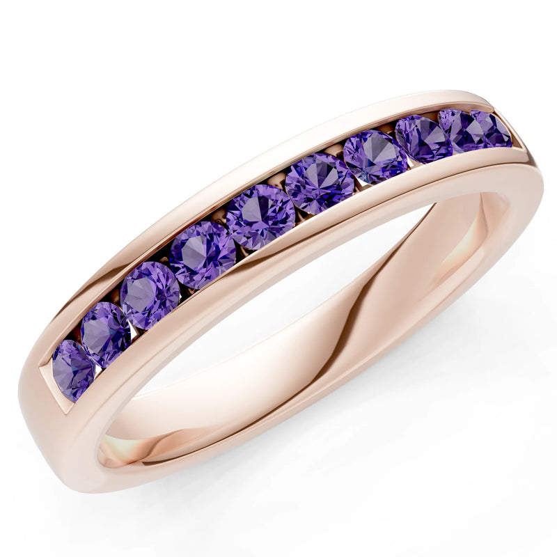 Round Cut Gemstone Minimalist Channel Set Half Eternity