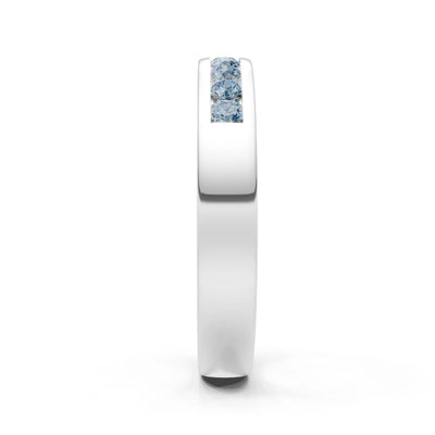 Round Cut Gemstone Minimalist Channel Set Half Eternity