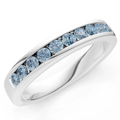 Round Cut Gemstone Minimalist Channel Set Half Eternity