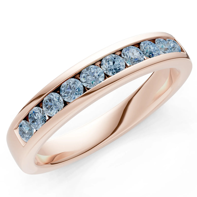 Round Cut Gemstone Minimalist Channel Set Half Eternity