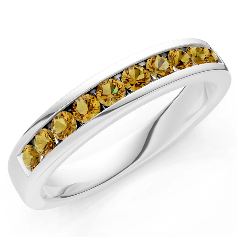 Round Cut Gemstone Minimalist Channel Set Half Eternity