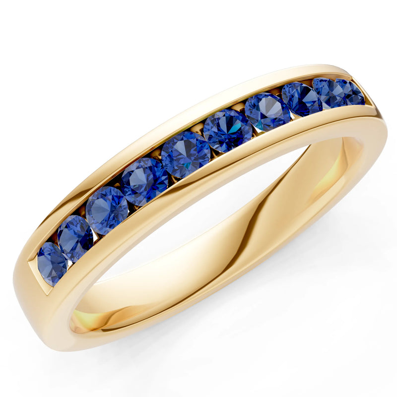 Round Cut Gemstone Minimalist Channel Set Half Eternity