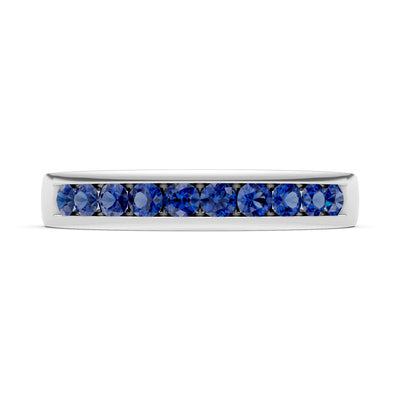Round Cut Gemstone Minimalist Channel Set Half Eternity
