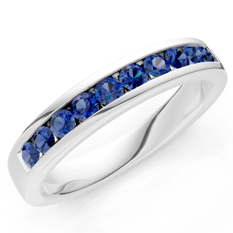Round Cut Gemstone Minimalist Channel Set Half Eternity