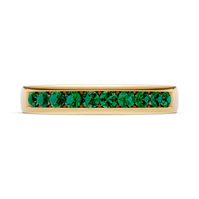 Emerald Minimalist Channel Set Round Cut Half Eternity