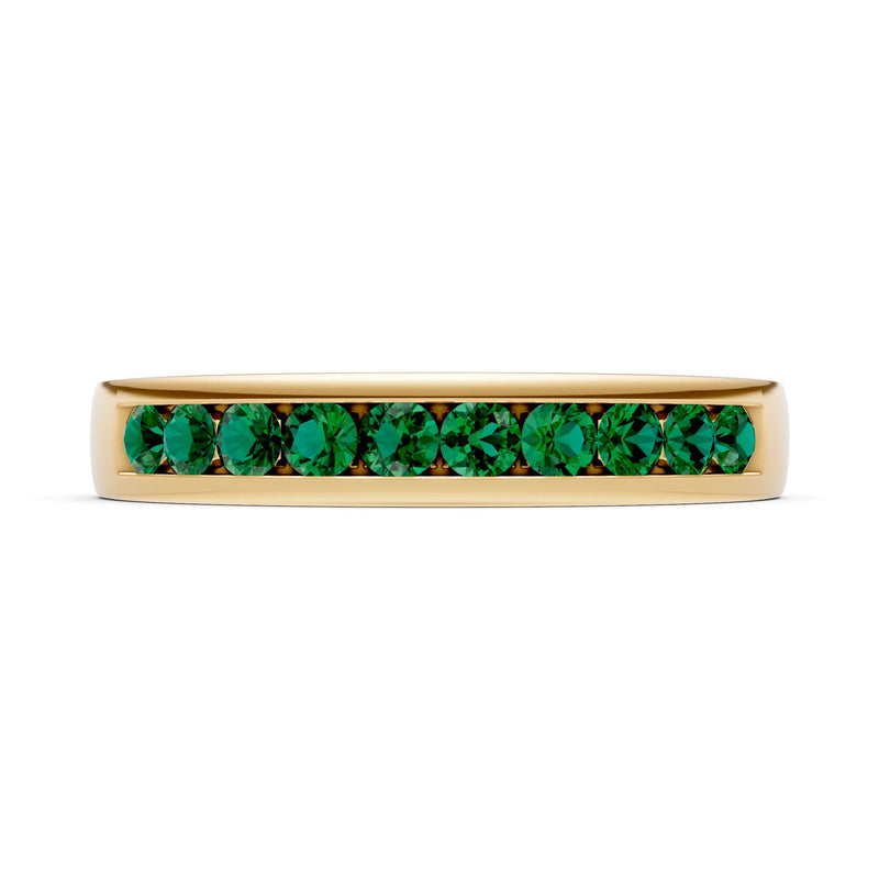 Emerald Minimalist Channel Set Round Cut Half Eternity