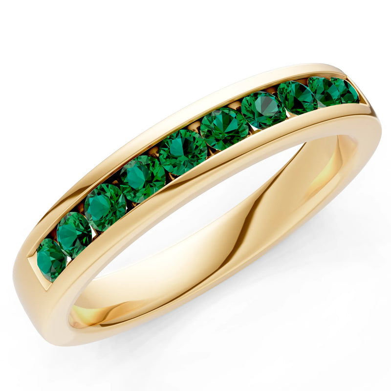 Emerald Minimalist Channel Set Round Cut Half Eternity