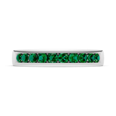 Emerald Minimalist Channel Set Round Cut Half Eternity