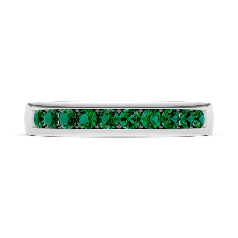 Emerald Minimalist Channel Set Round Cut Half Eternity