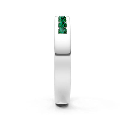Emerald Minimalist Channel Set Round Cut Half Eternity